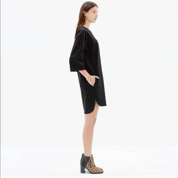 Madewell | Dresses | Madewell Leather Trim Pique Ponte Dress | Poshmark